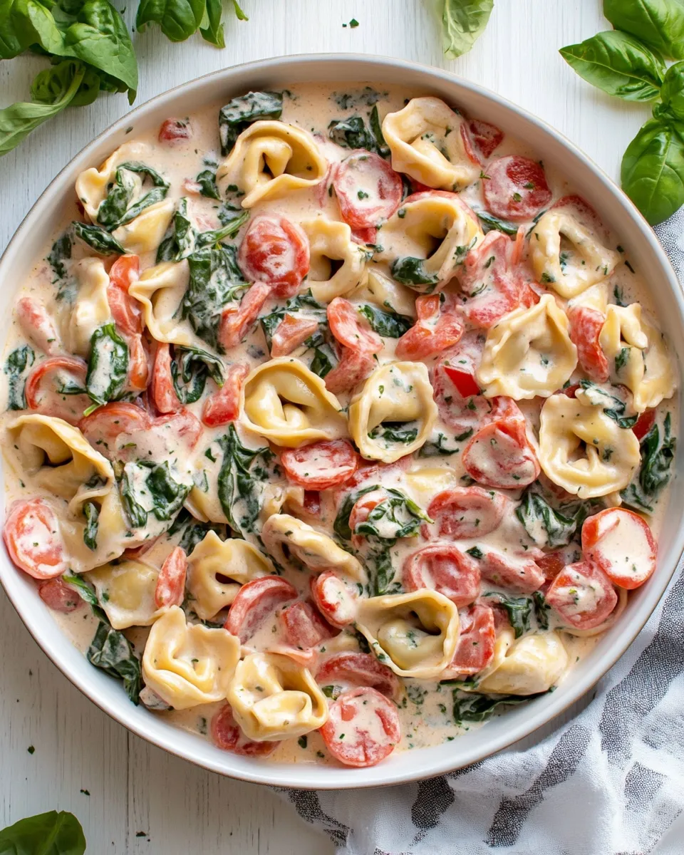 easy Creamy Spinach Tomato Tortellini picture