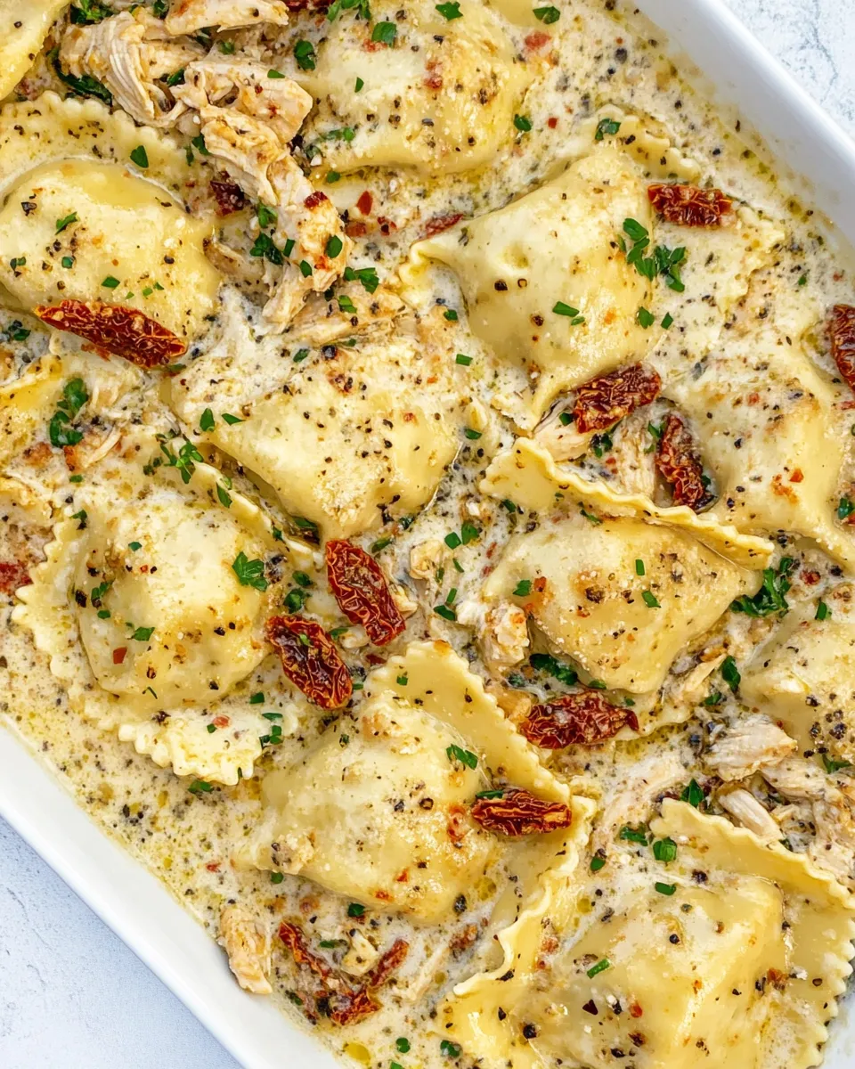 Homemade Creamy Sun-Dried Tomato Chicken Ravioli photo