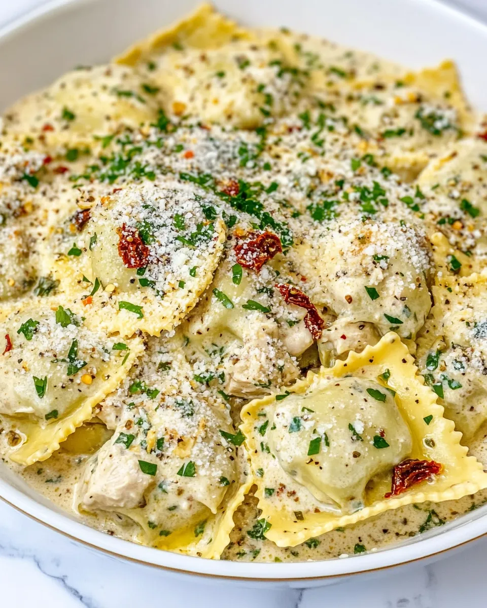 Easy Creamy Sun-Dried Tomato Chicken Ravioli recipe photo