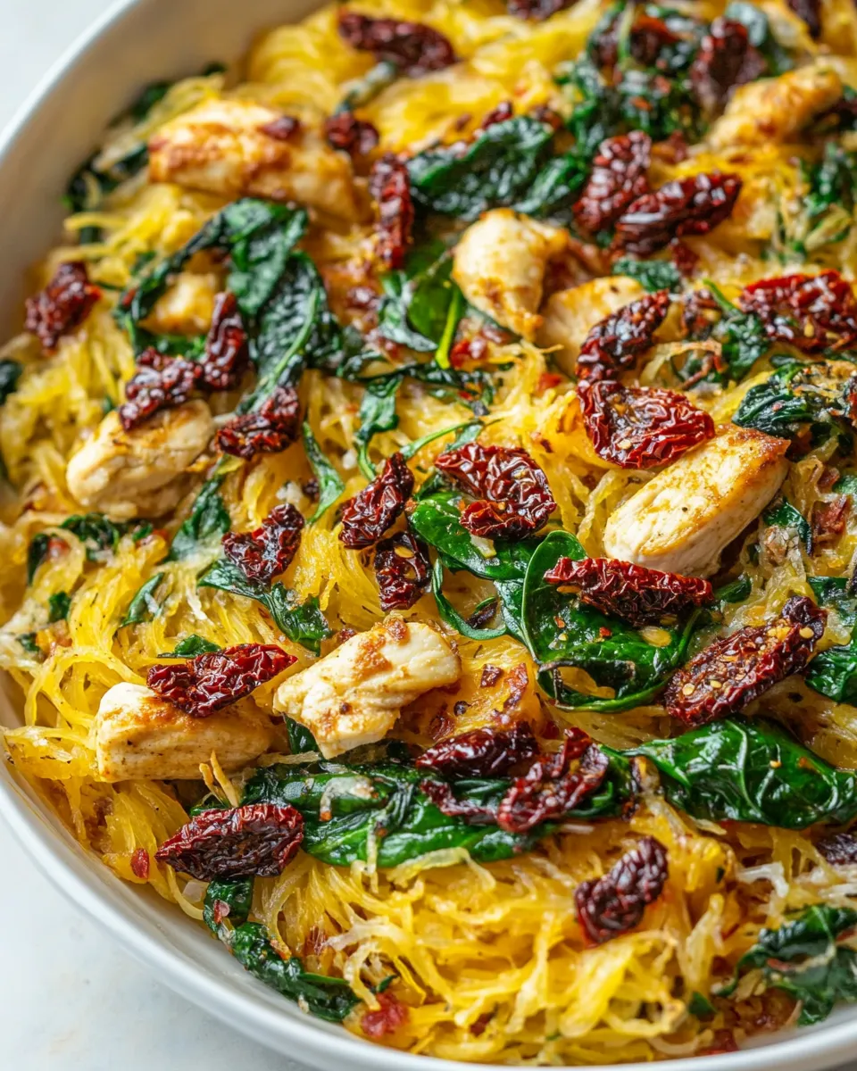 classic Creamy Sun-Dried Tomato Spaghetti Squash with Chicken and Spinach image