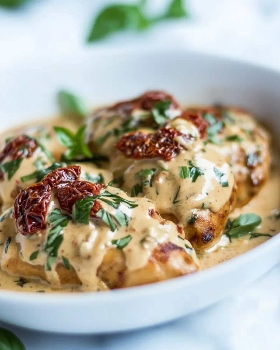 Delicious Creamy Sun Dried Tomato and Basil Chicken dish photo