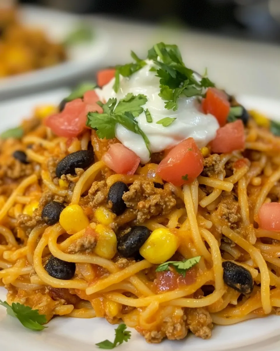 Delicious Creamy Taco Spaghetti dish photo