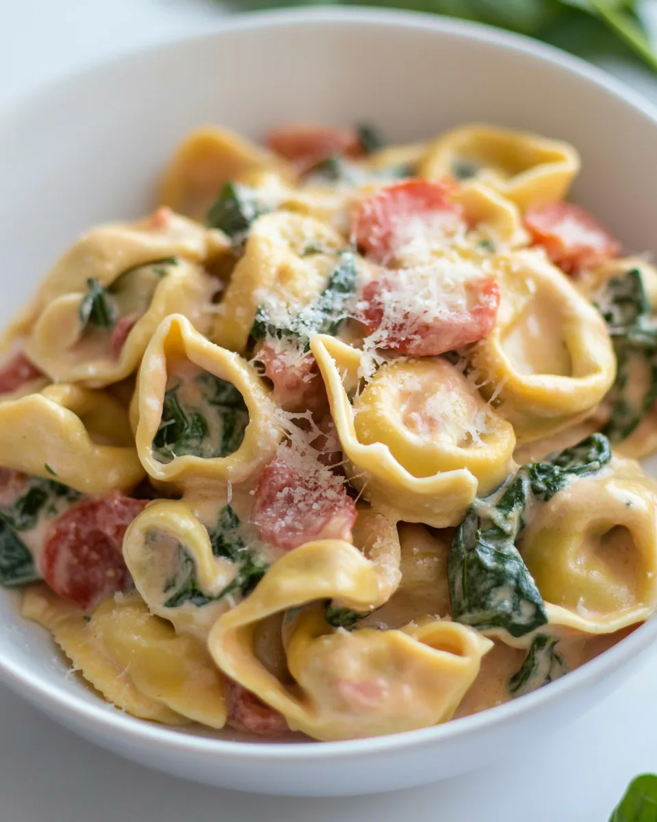 homemade Creamy Tomato and Spinach Tortellini photo