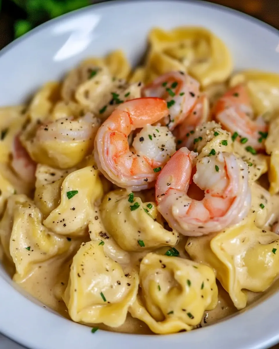 Homemade Creamy Tortellini with Shrimp photo