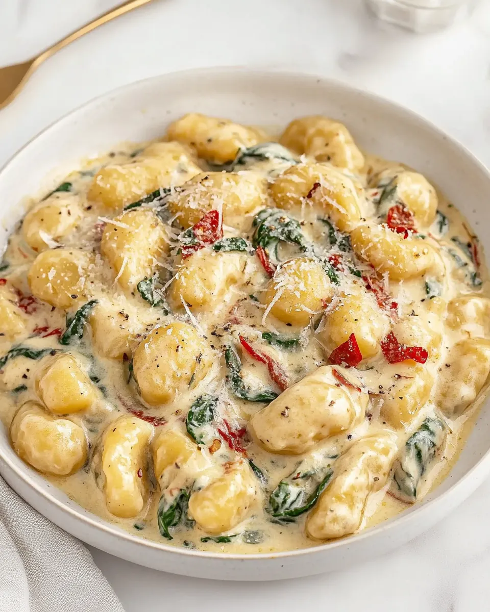 Delicious Creamy Tuscan Parmesan Gnocchi shot