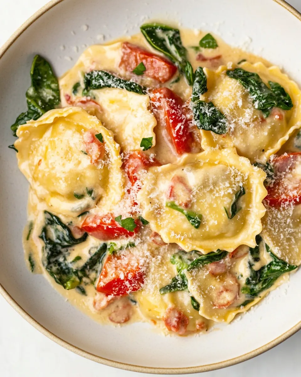 homemade Creamy Tuscan Ravioli (One Pan, 15 Minutes!) photo