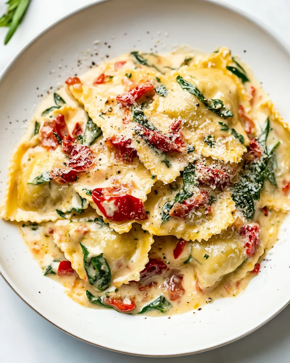 classic Creamy Tuscan Ravioli (One Pan, 15 Minutes!) image