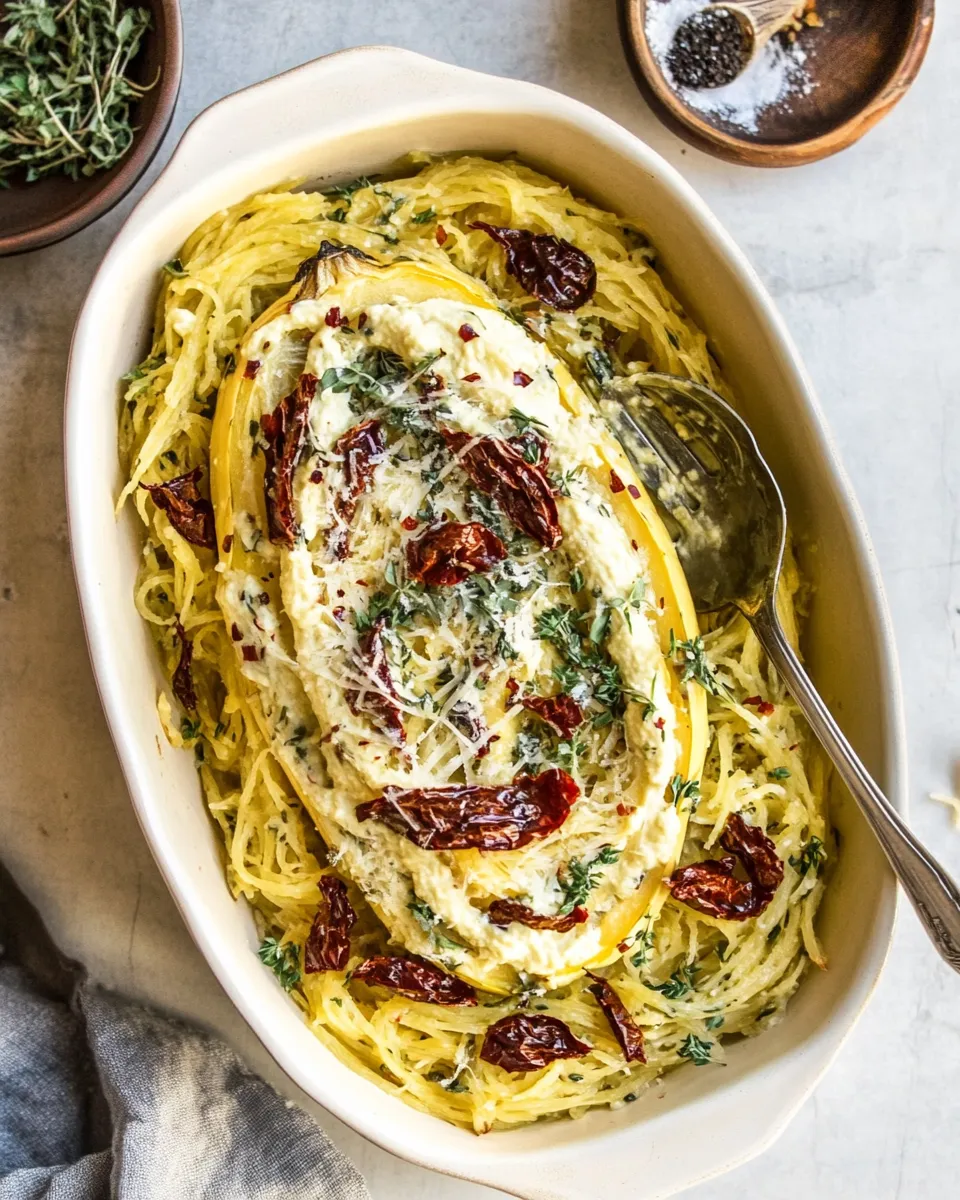 Classic Creamy Tuscan Spaghetti Squash (Paleo, Vegan) image