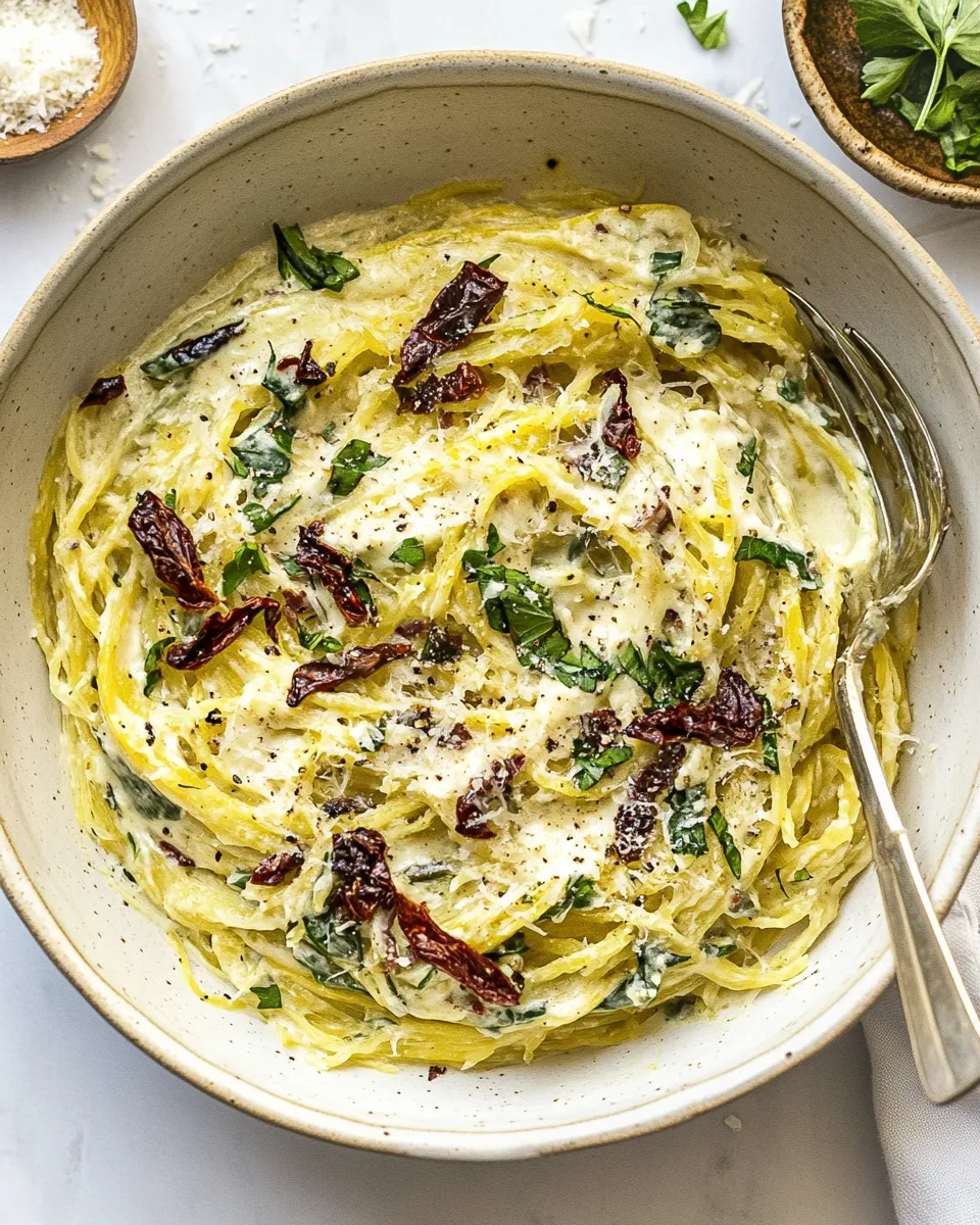 Easy Creamy Tuscan Spaghetti Squash (Paleo, Vegan) recipe photo