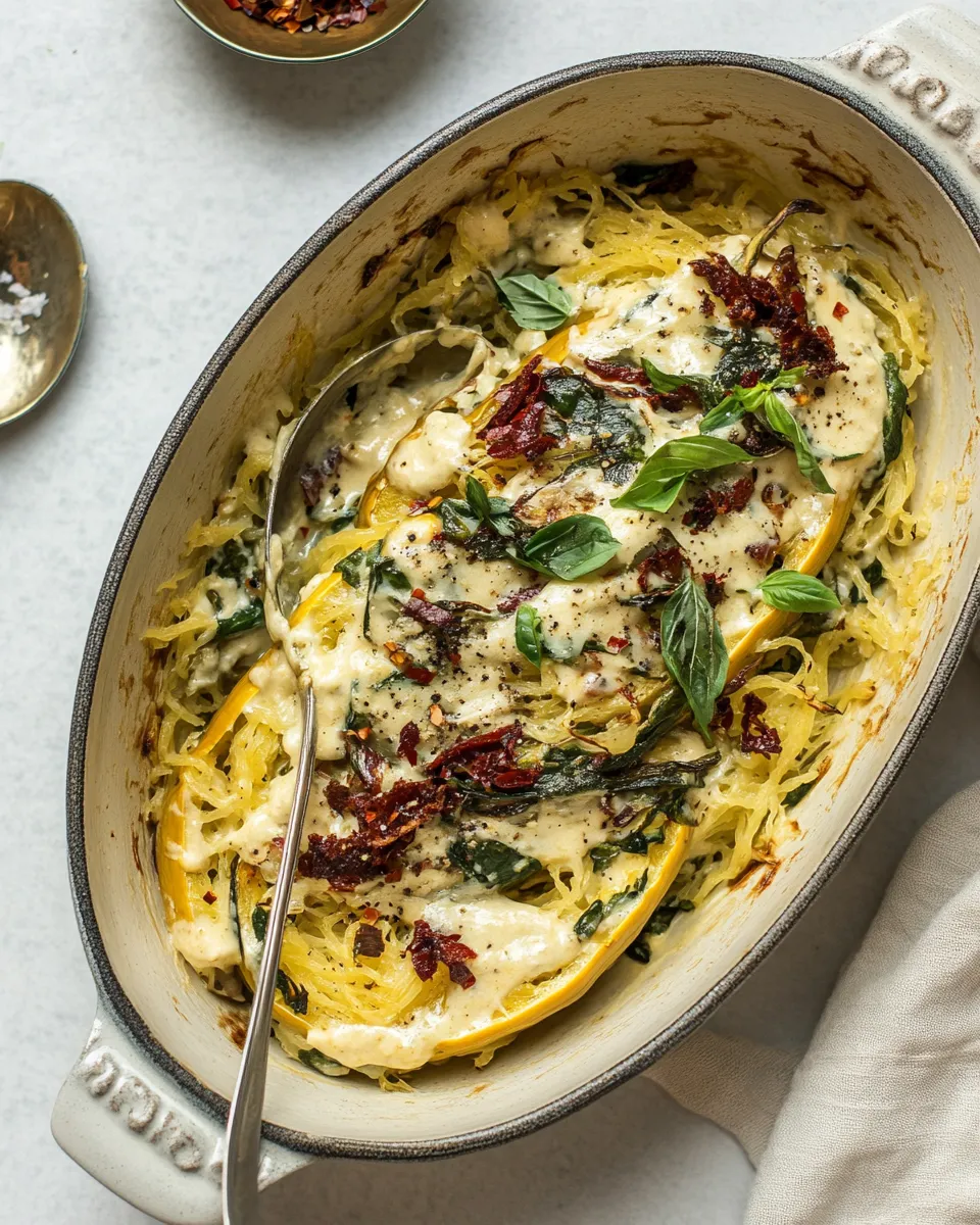 Delicious Creamy Tuscan Spaghetti Squash (Paleo, Vegan) dish photo