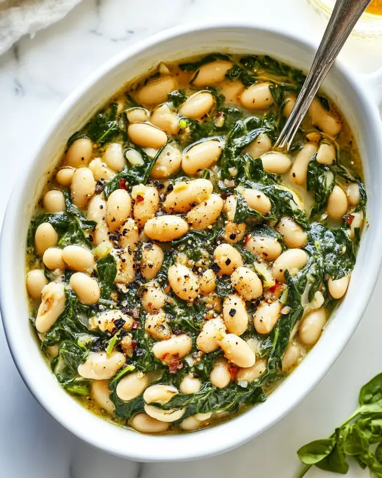 Homemade Creamy White Beans with Spinach photo