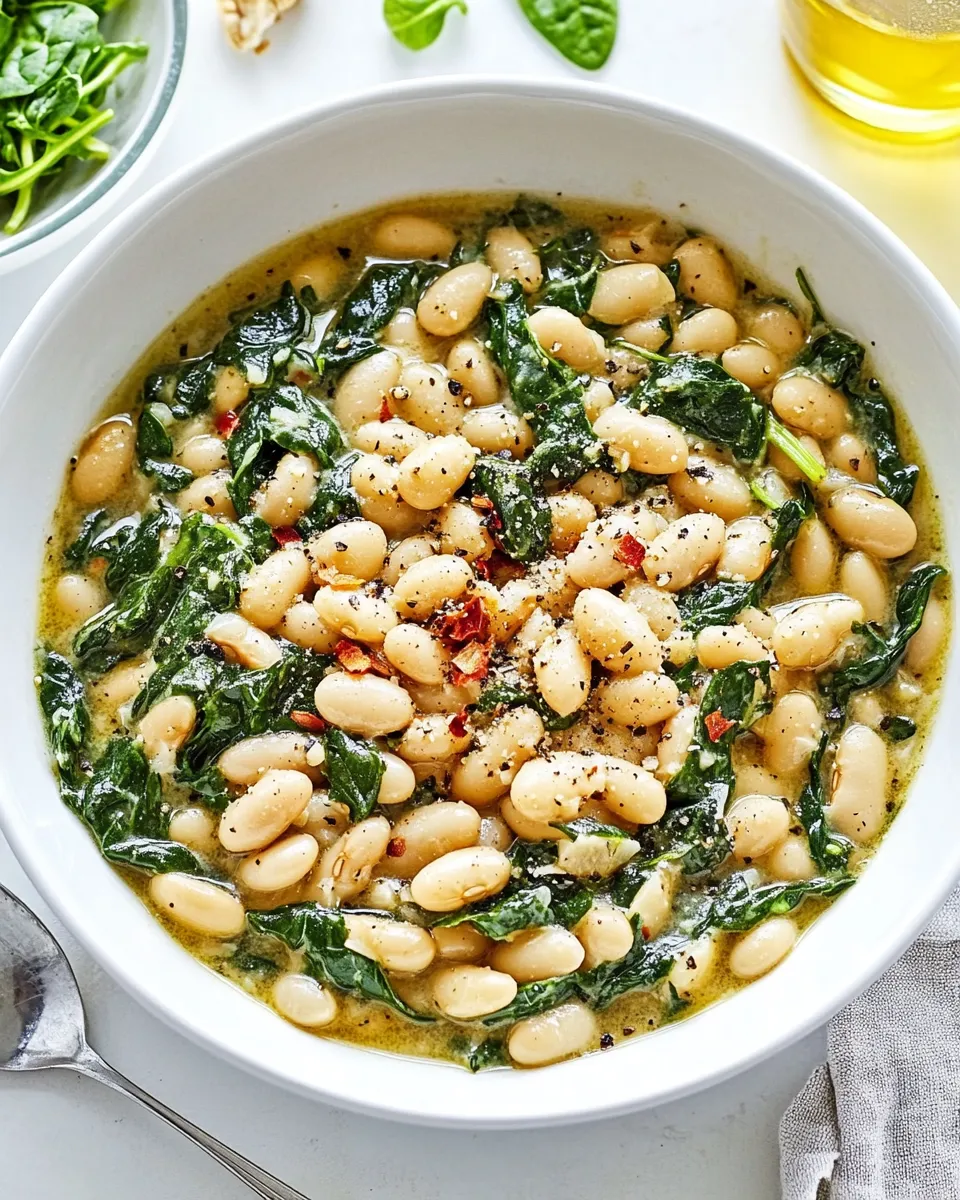 Delicious Creamy White Beans with Spinach dish photo