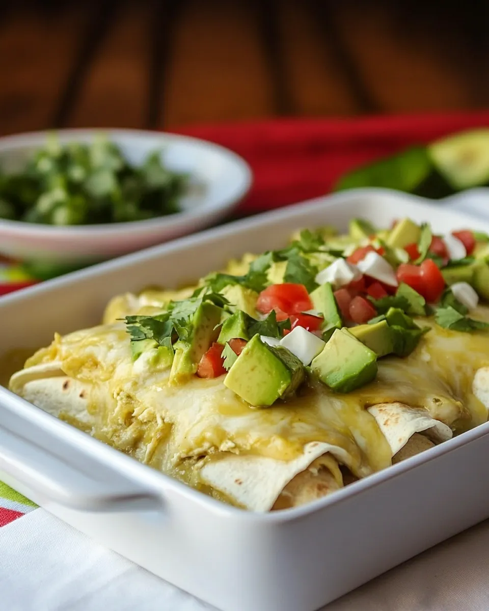 Easy Creamy White Chicken and Avocado Enchiladas recipe photo