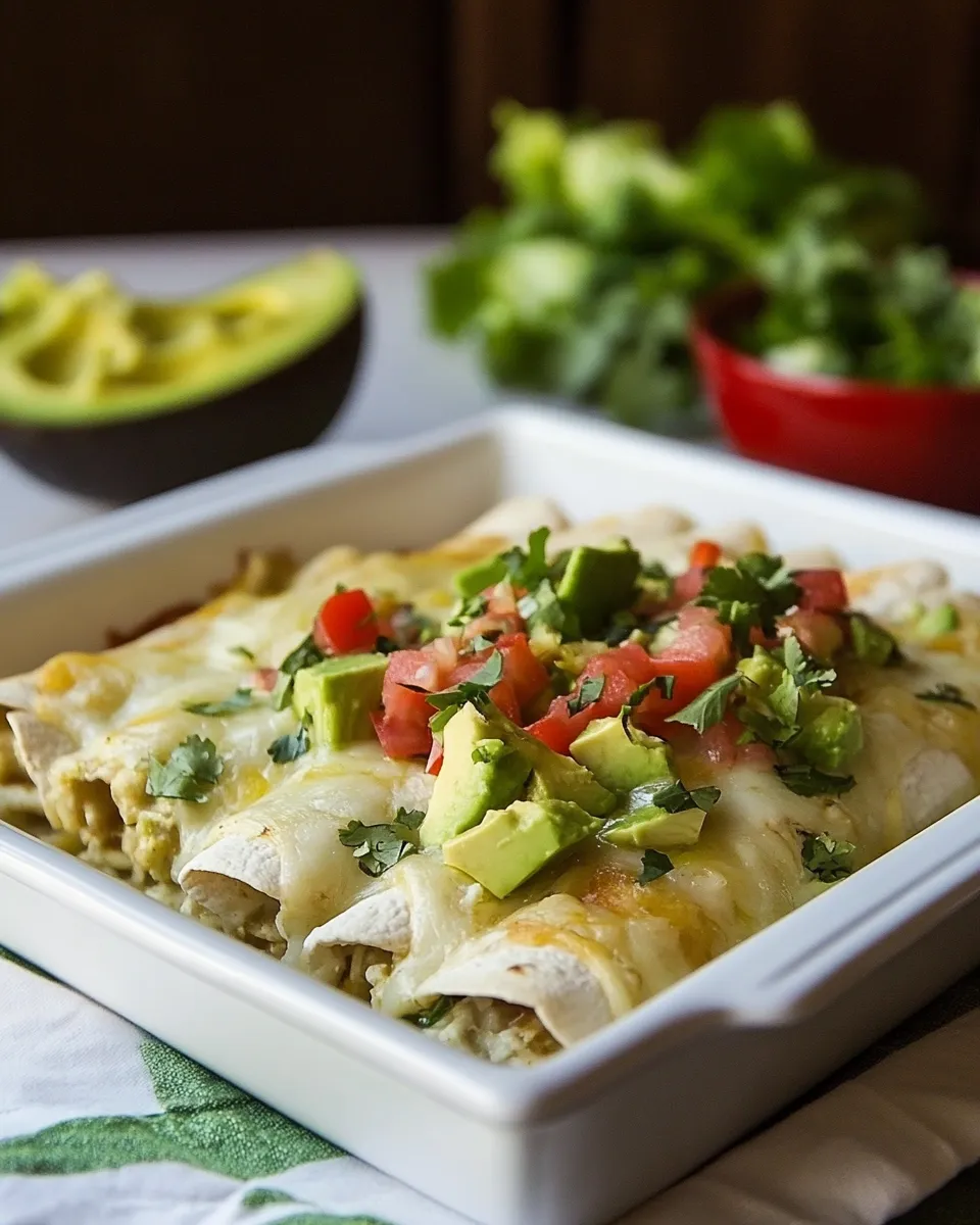 Delicious Creamy White Chicken and Avocado Enchiladas dish photo
