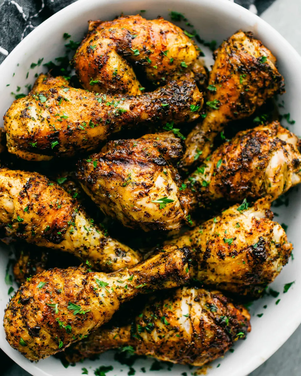 Easy Crispy Air Fryer Chicken Legs (Drumsticks) food shot