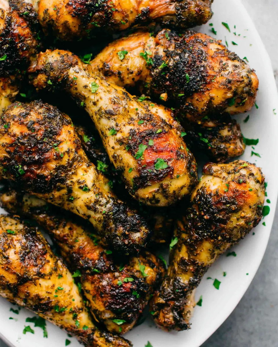 Delicious Crispy Air Fryer Chicken Legs (Drumsticks) plate image