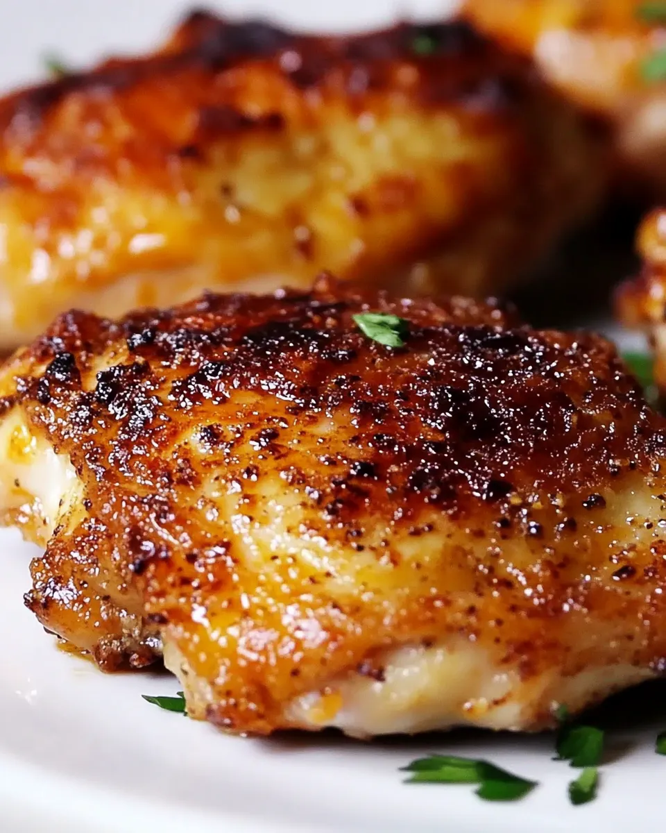 Delicious Crispy Baked Chicken Thighs plate image