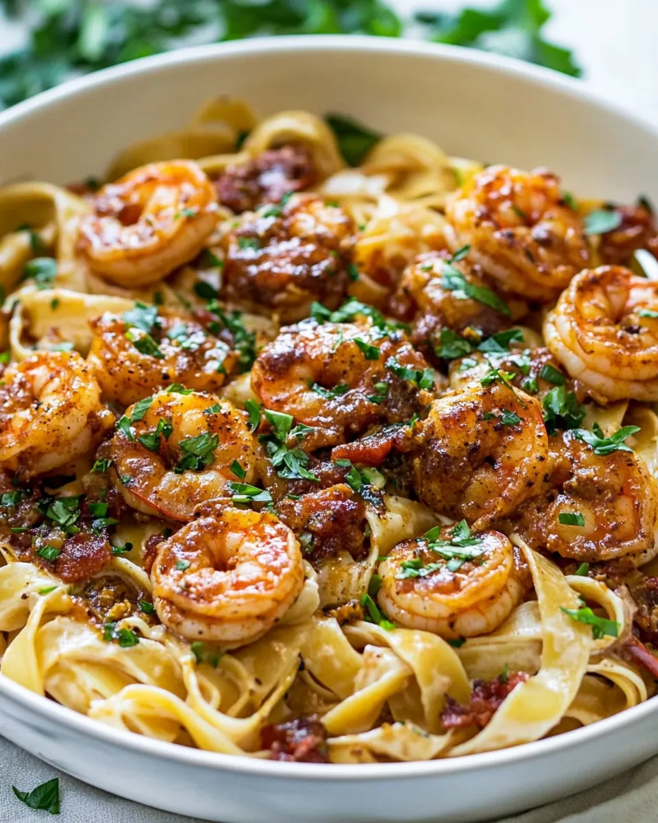 Delicious Crispy Cajun Shrimp Fettuccine dish photo
