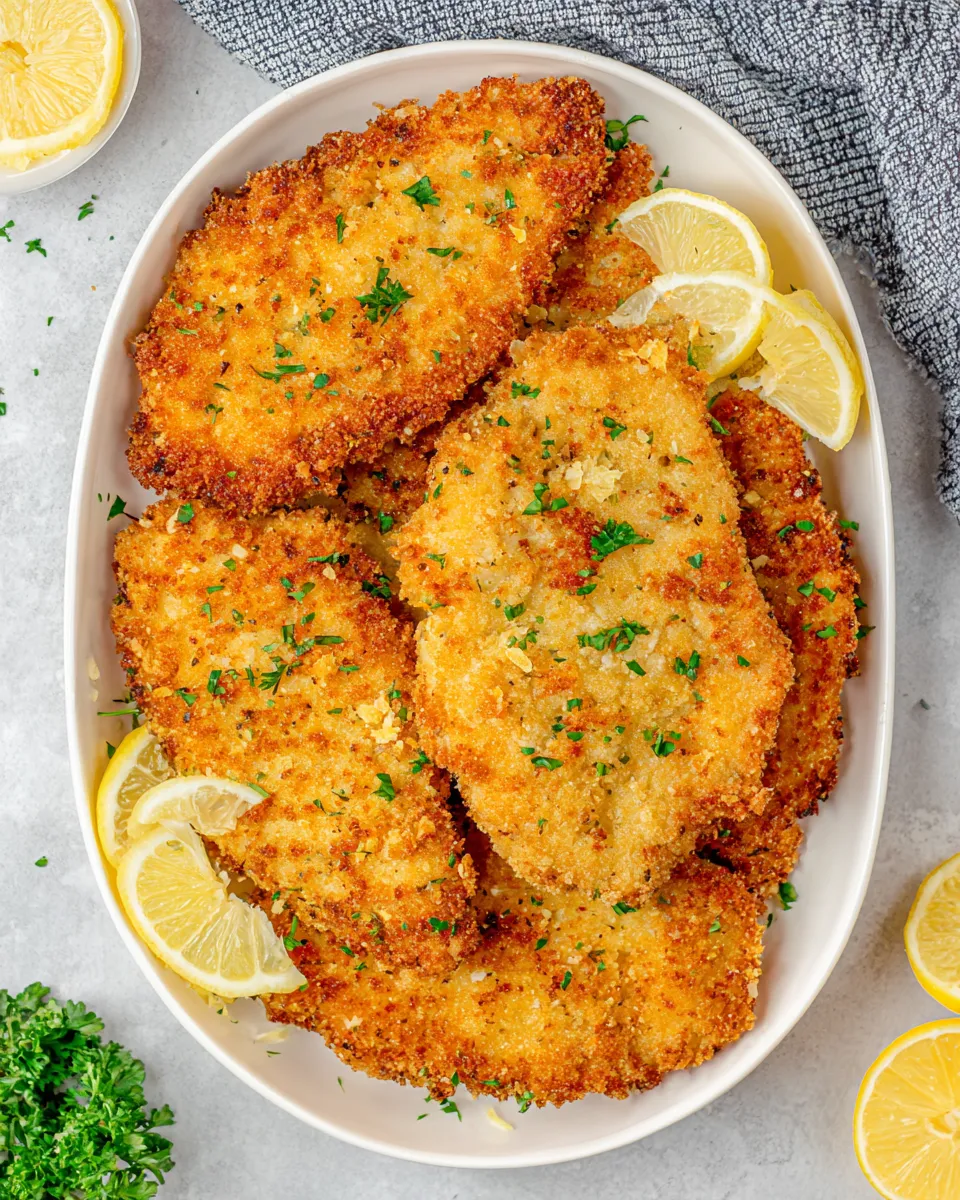 Delicious Crispy Chicken Cutlets food shot