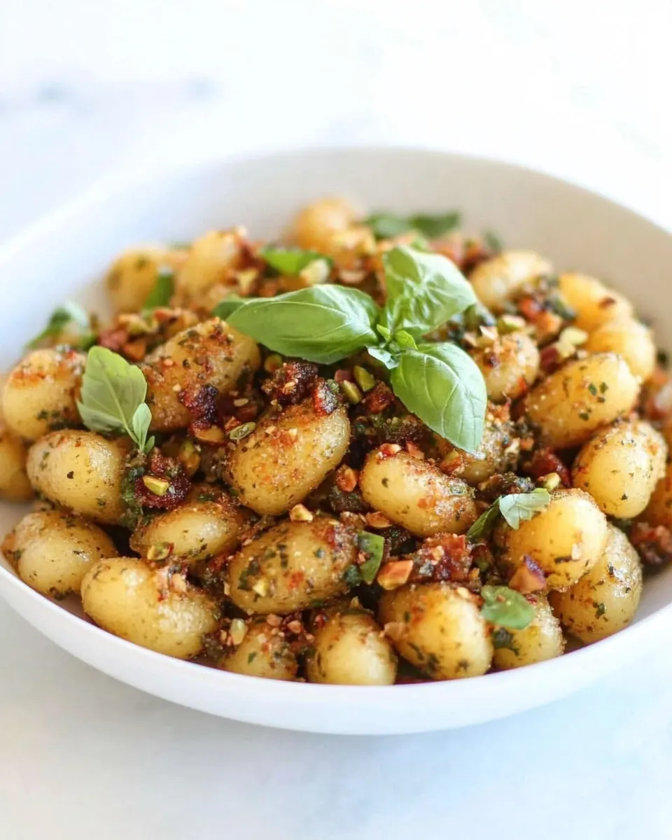 classic Crispy Gnocchi with Pistachio Pesto. image