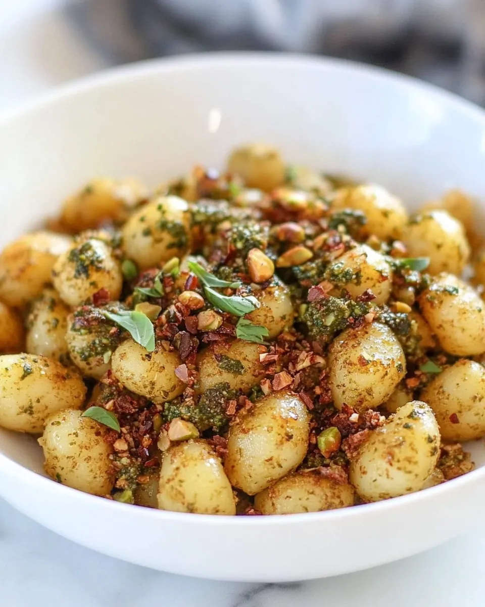 easy Crispy Gnocchi with Pistachio Pesto. picture