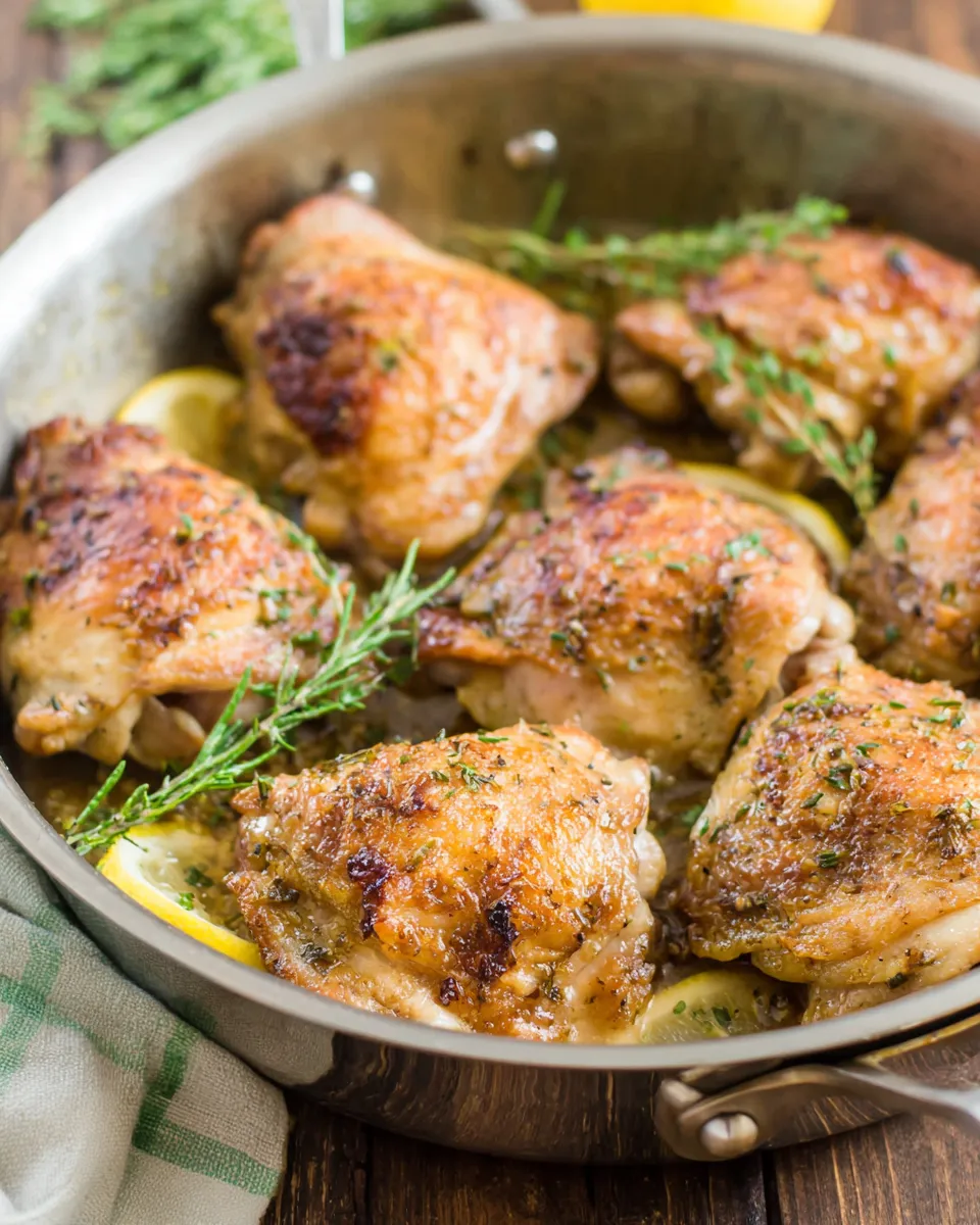Delicious Crispy Lemon Chicken Thighs plate image