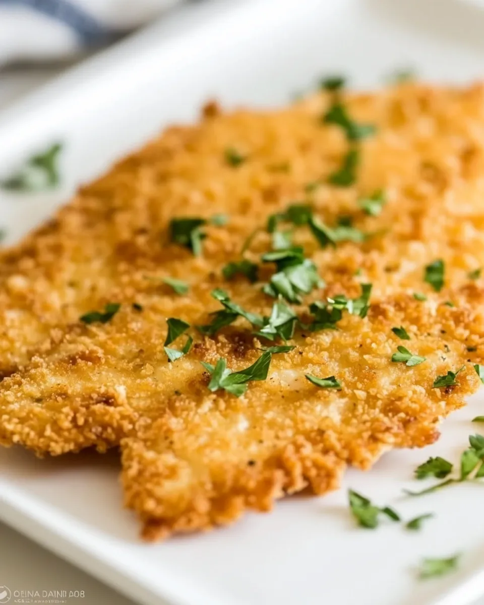Delicious Crispy Oven Baked Chicken Schnitzel shot