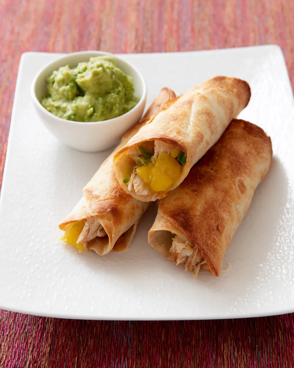 Easy Crispy Pan-Fried Chicken Flautas food shot