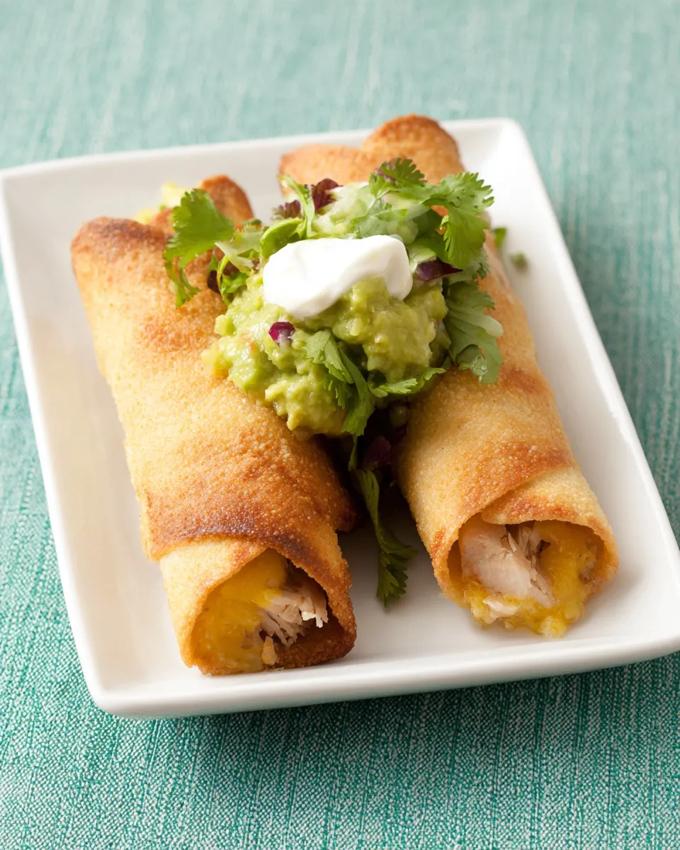 Delicious Crispy Pan-Fried Chicken Flautas image