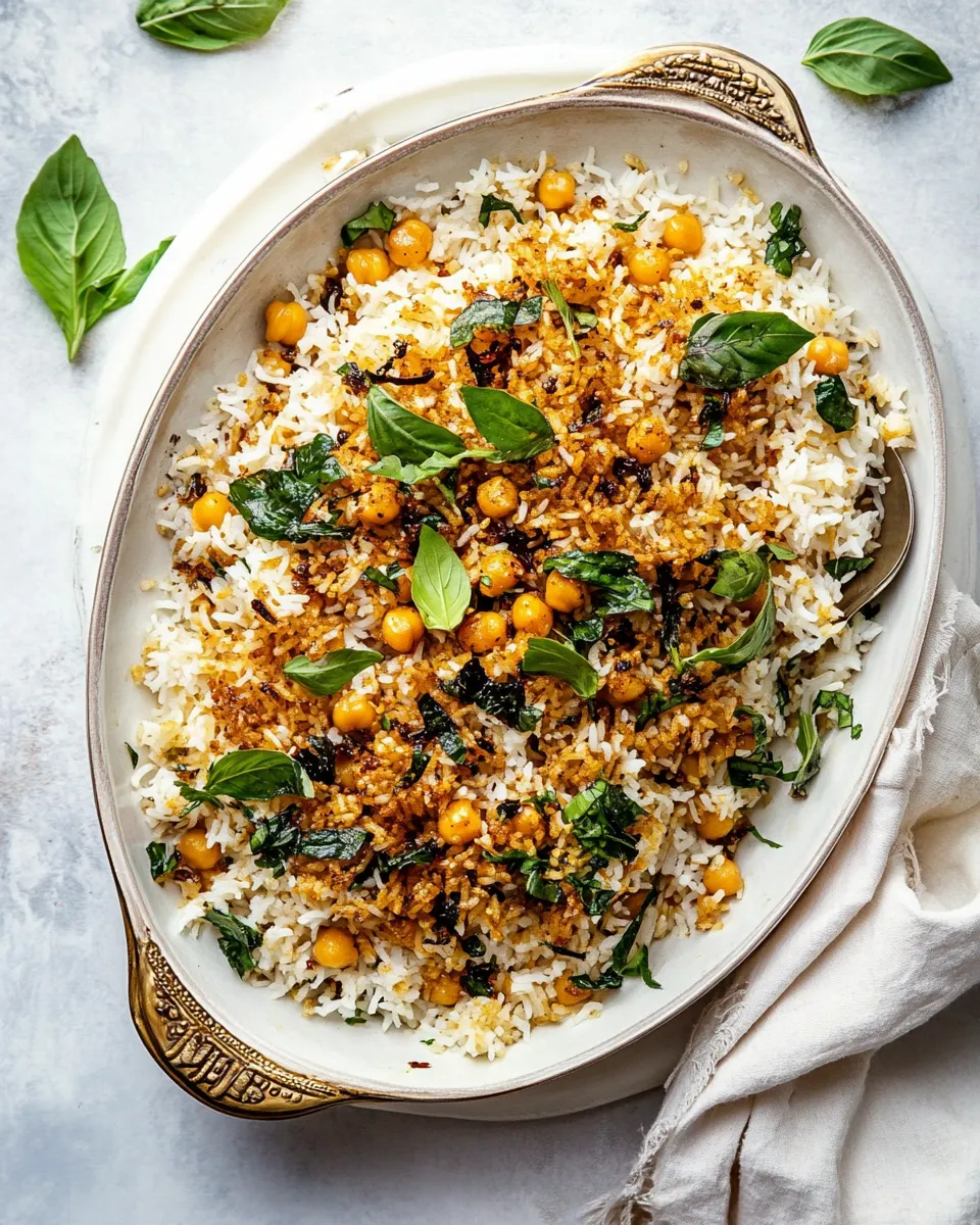 Classic Crispy Persian Rice (Tahdig) with Spiced Golden Chickpeas image