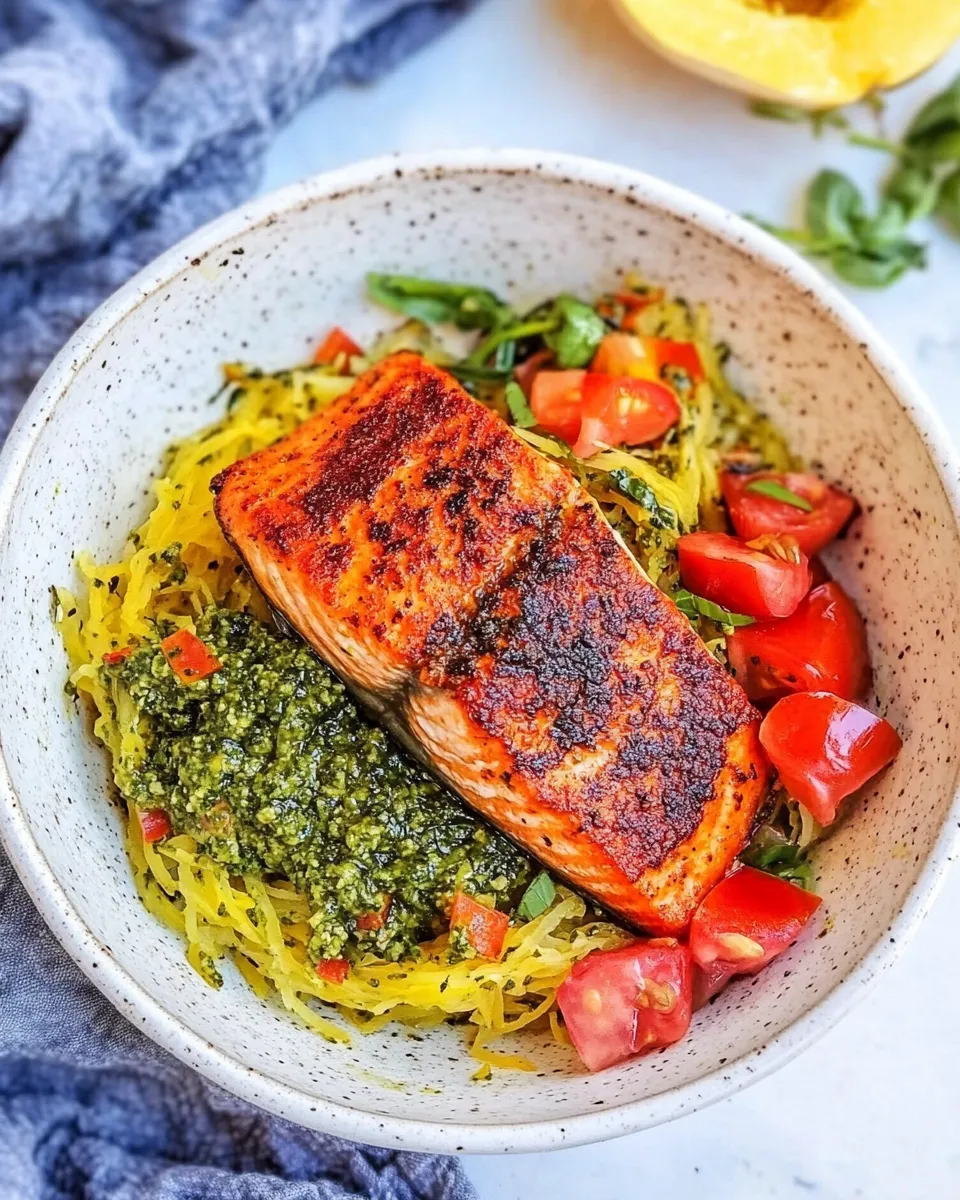 classic Crispy Salmon Bowls with Pesto Spaghetti Squash image