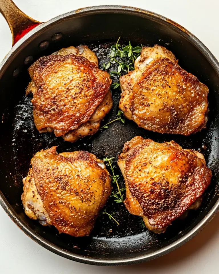 homemade Crispy Skin Skillet Chicken Thighs photo