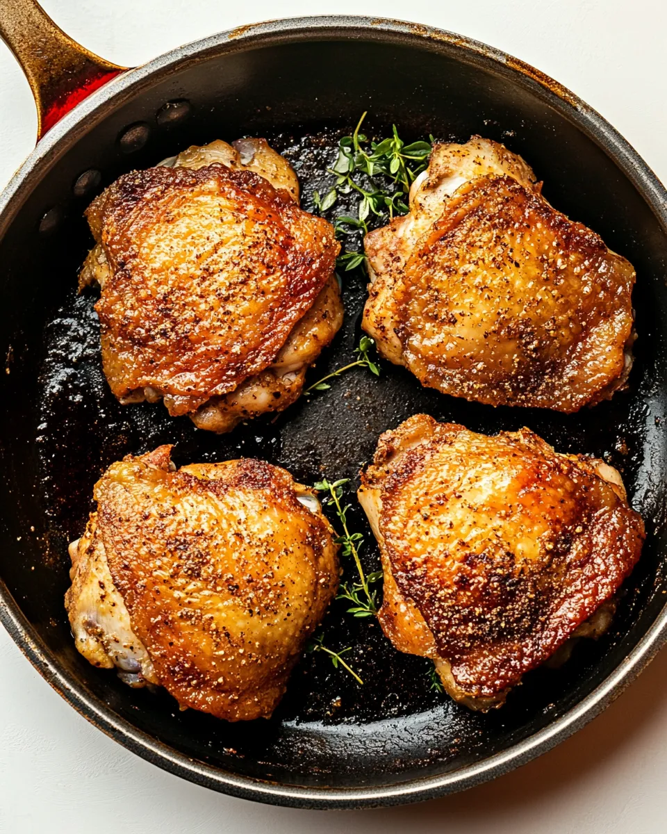 homemade Crispy Skin Skillet Chicken Thighs photo