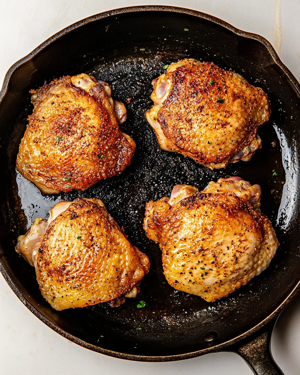 easy Crispy Skin Skillet Chicken Thighs recipe photo