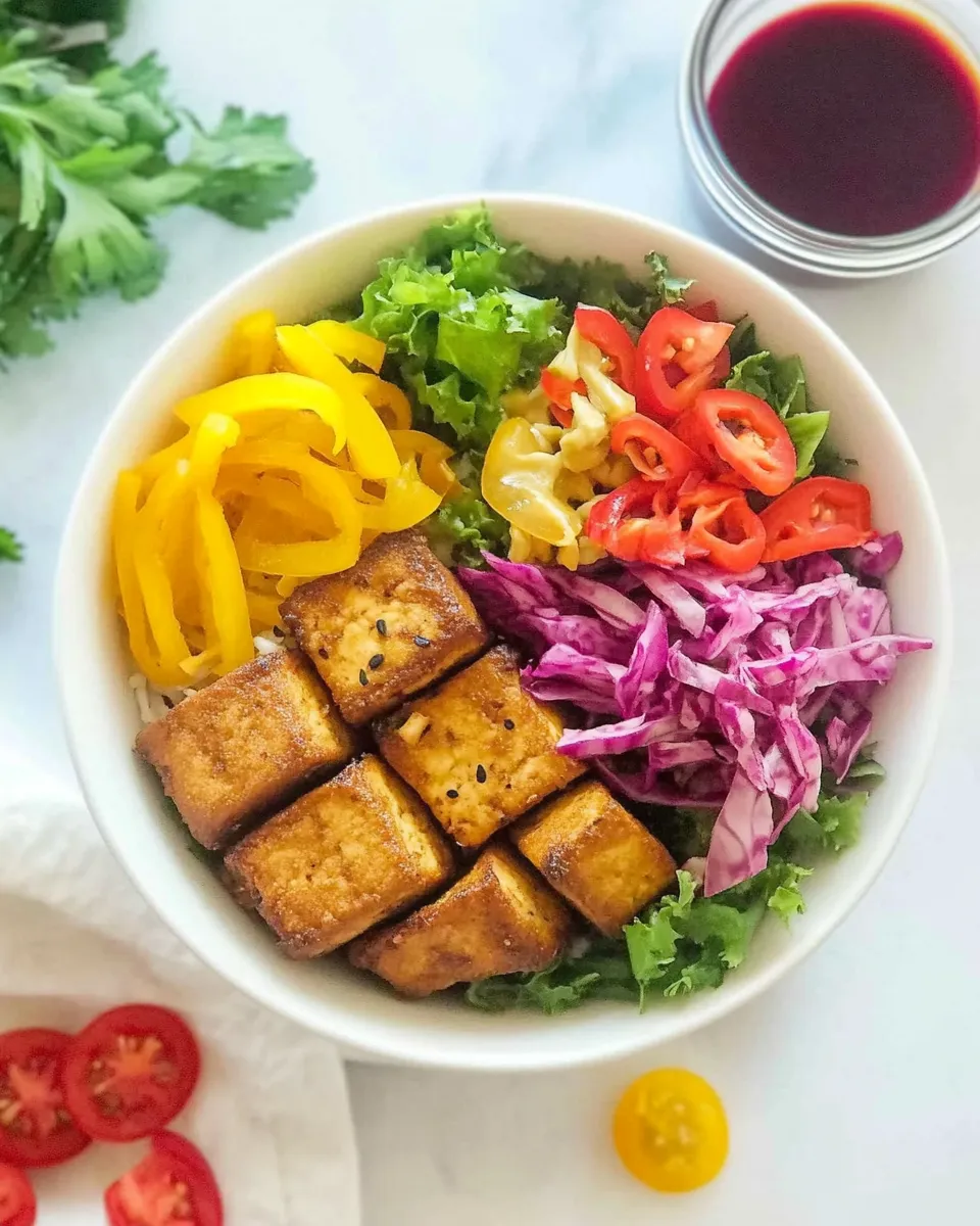 classic Crispy Tofu Buddha Bowl with Tangy Ponzu Sauce Recipe image