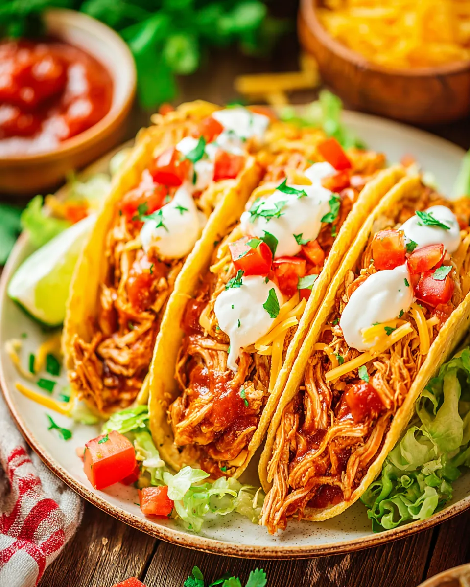 Easy Crock Pot Chicken Tacos food shot