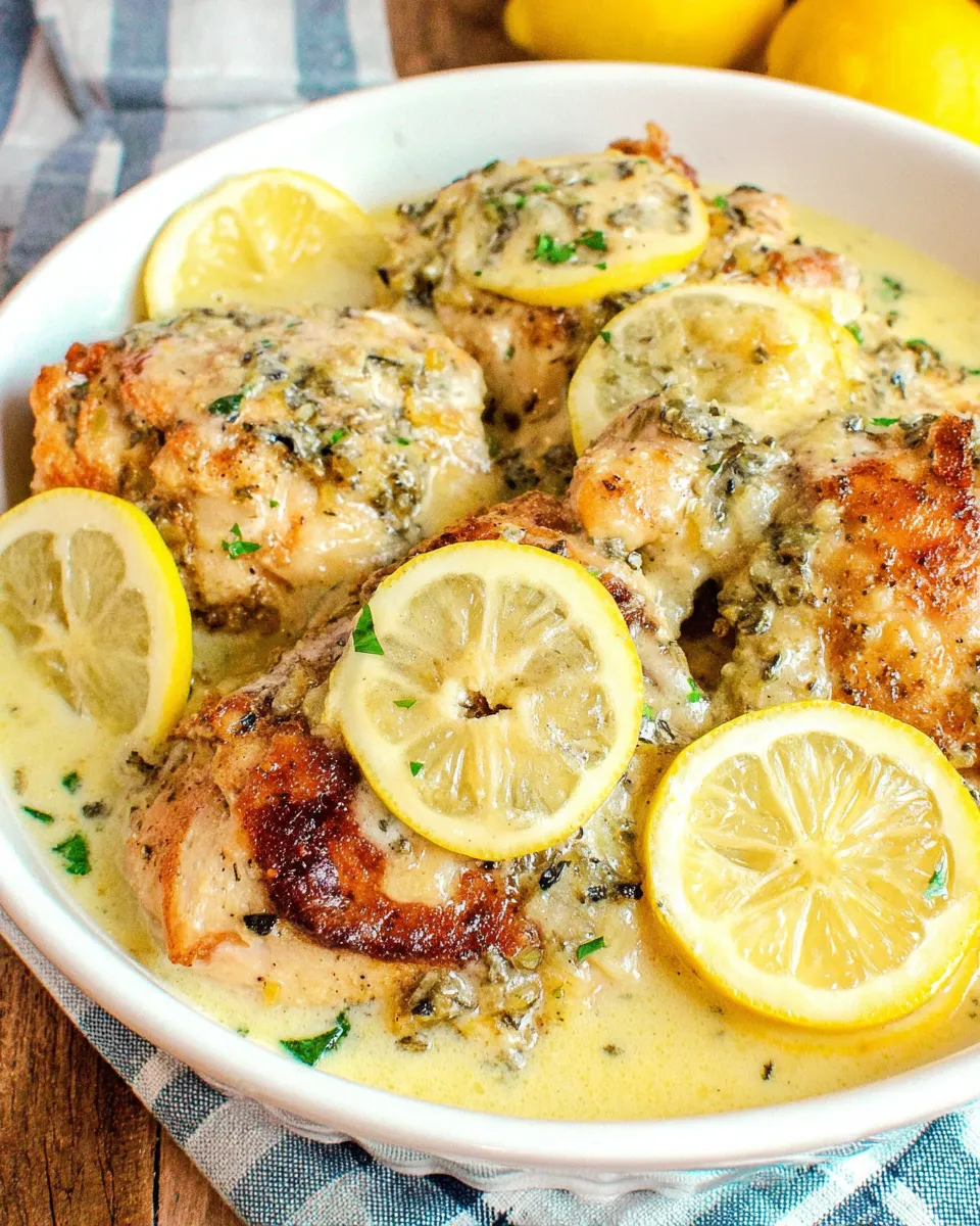 Delicious Crock Pot Creamy Lemon Chicken plate image