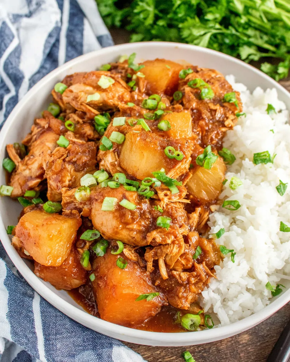 Delicious Crock Pot Pineapple Chicken plate image