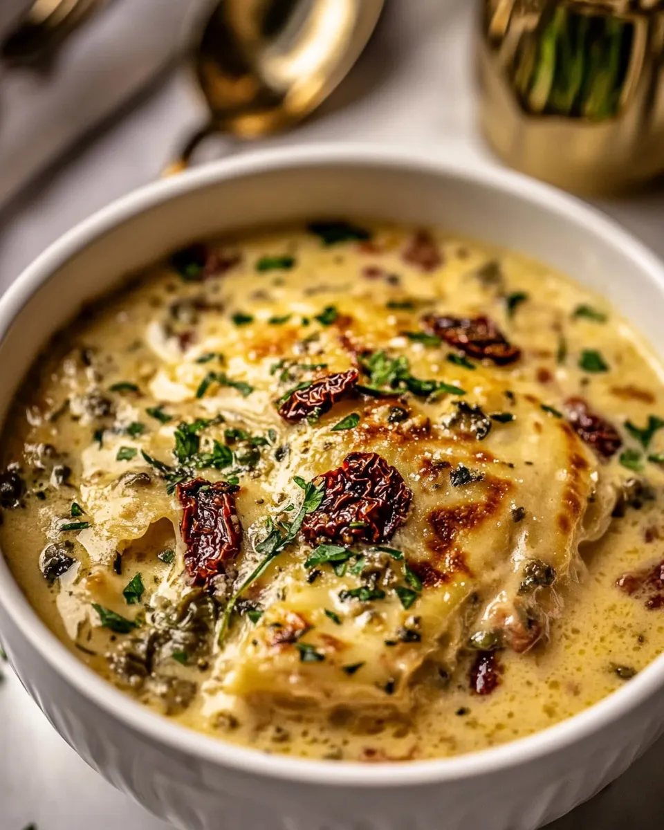Homemade Crockpot Creamy Sun-Dried Tomato Lasagna Soup. photo