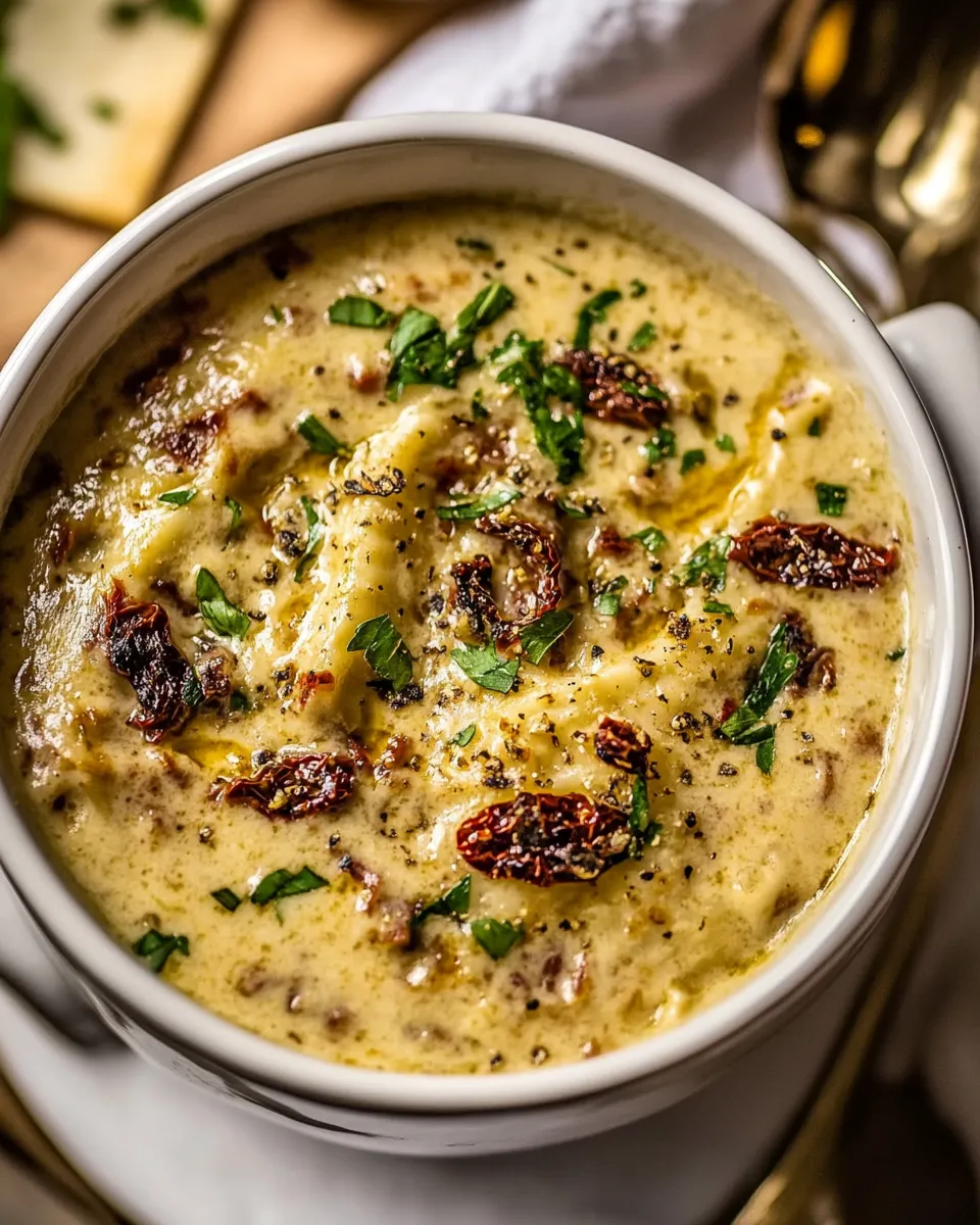 Easy Crockpot Creamy Sun-Dried Tomato Lasagna Soup. picture