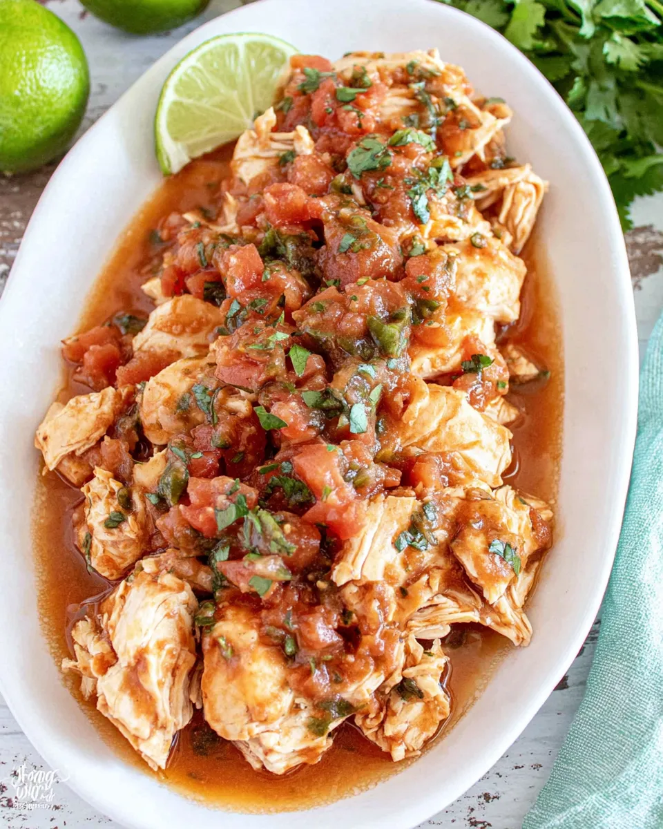 Delicious Crockpot Salsa Chicken plate image