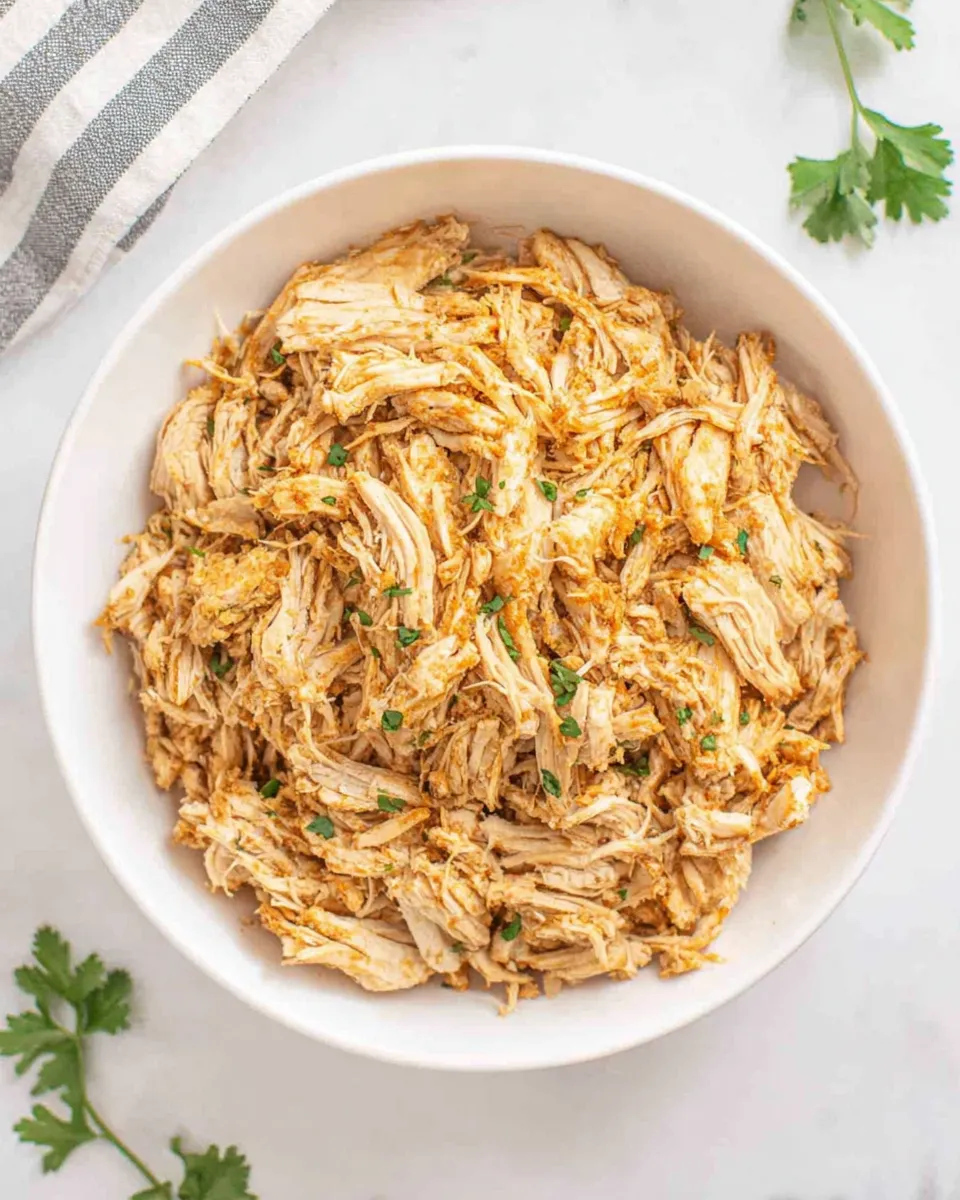 Delicious Crockpot Shredded Chicken plate image