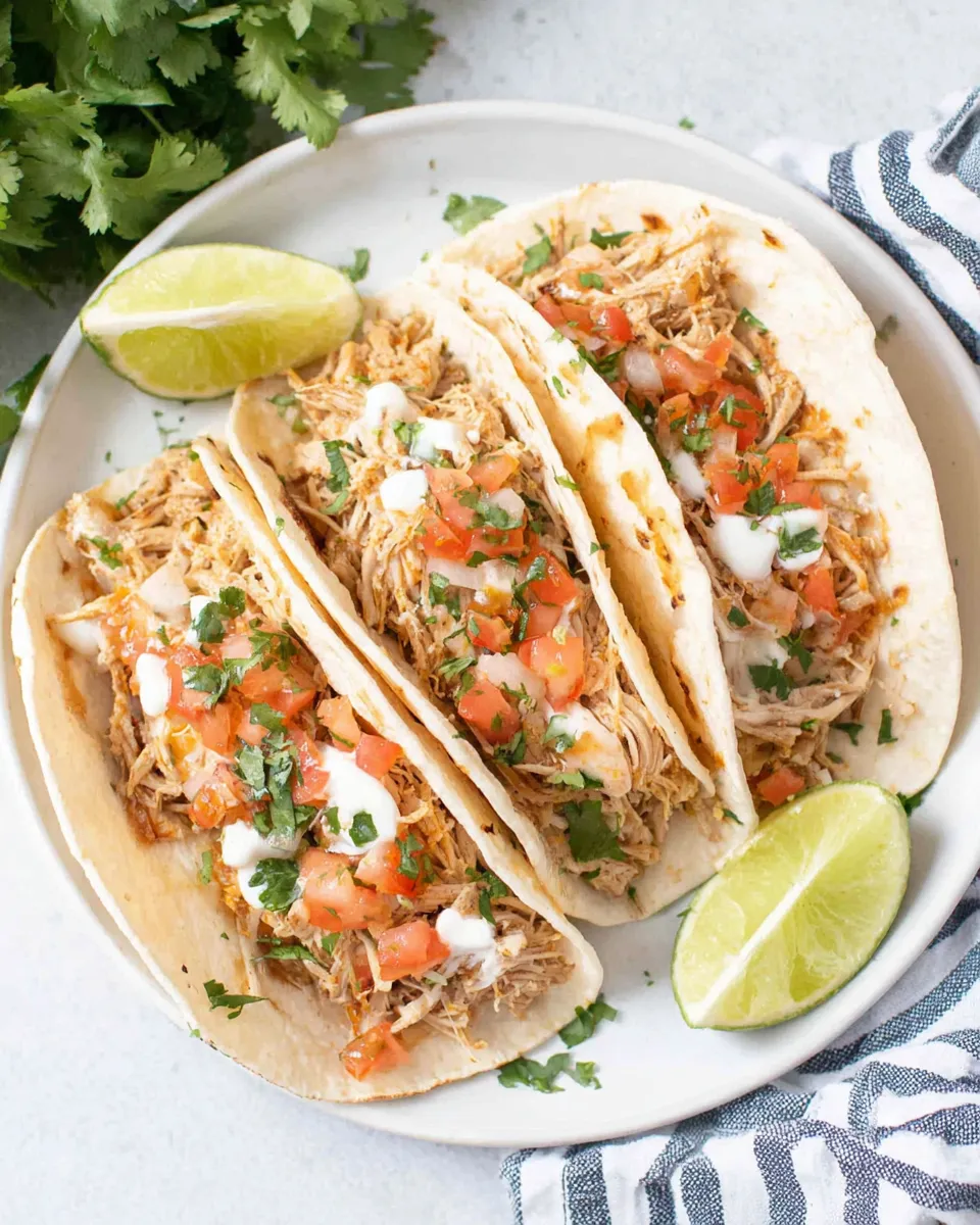 Easy Crockpot Shredded Chicken Tacos food shot