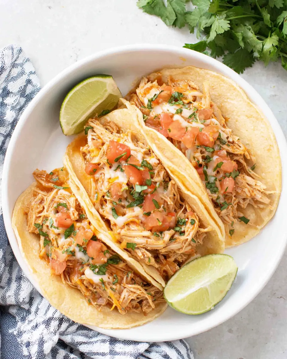 Delicious Crockpot Shredded Chicken Tacos plate image