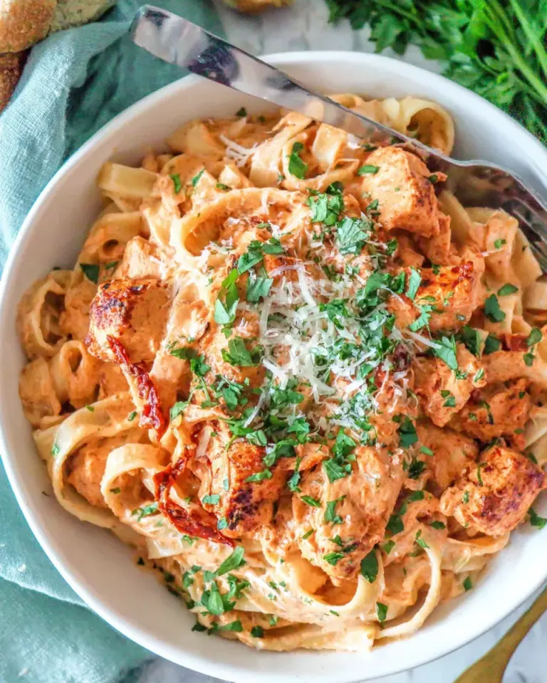 Homemade Crockpot Sun-Dried Tomato Chicken Alfredo photo