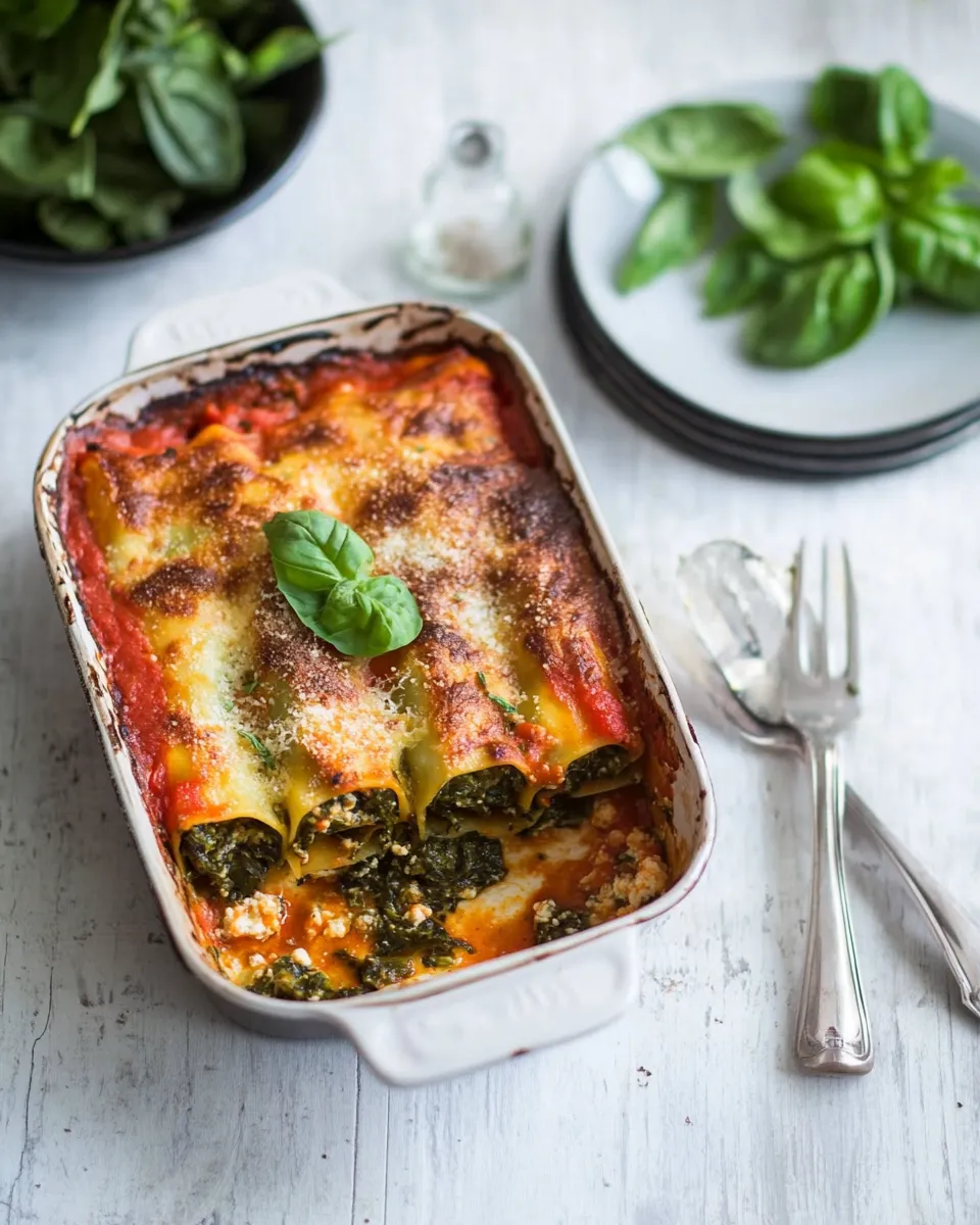 classic Delicious spinach & ricotta cannelloni bake image