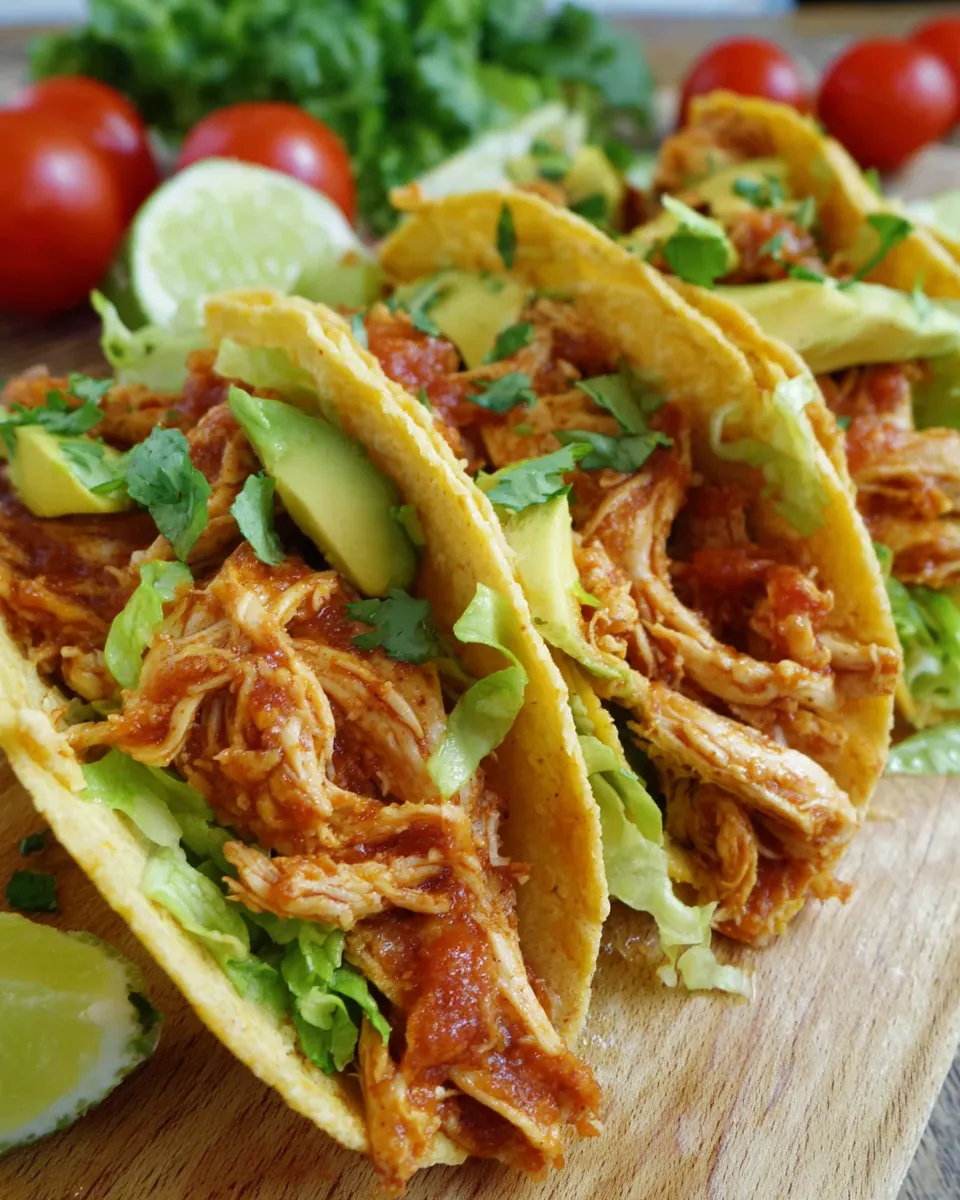 Quick Easy 3-Ingredient Chicken Tacos food shot