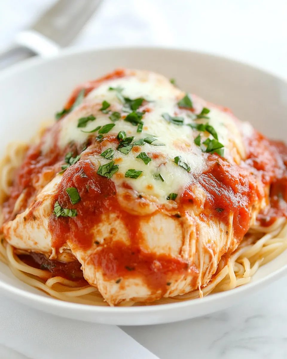 Delicious Easy Baked Chicken Parmesan for Two food shot
