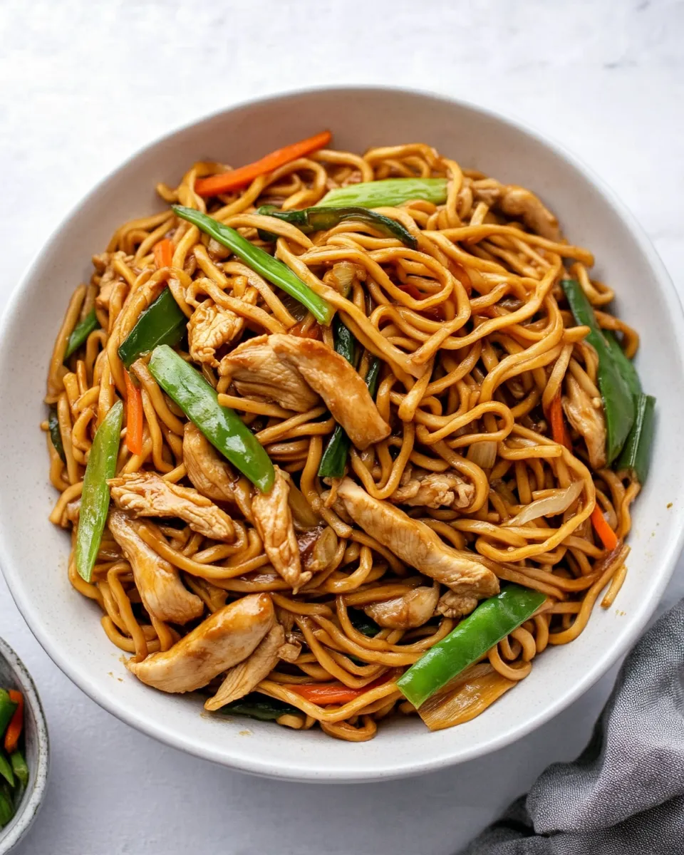 Delicious Easy Chicken Chow Mein shot