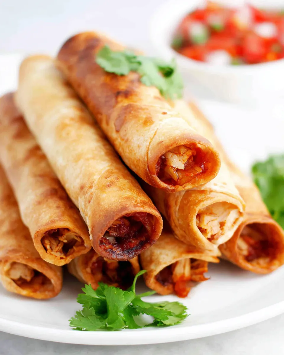 Quick Easy Chicken Flautas Recipe food shot